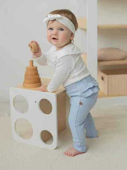 Брюки из джинскота с рюшей "Голубые" 0+