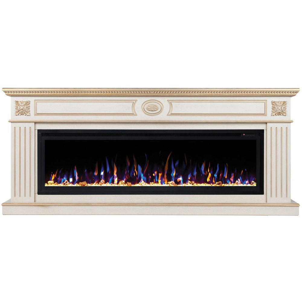 Электрокамин RealFlame Siena 60 WT белый дуб с золотой патиной с очагом Saphir 60