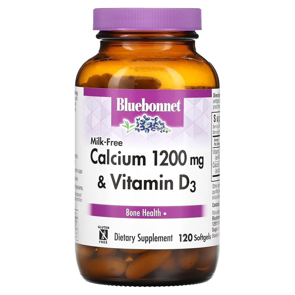 Bluebonnet Nutrition, кальций и витамин D3, без молока, 120 мягких таблеток