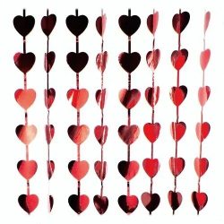 Занавес фольг красный Сердца 1х2м