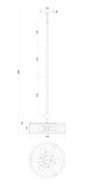Люстры на штанге 3*E14 3099-3P золото Radiales Favourite