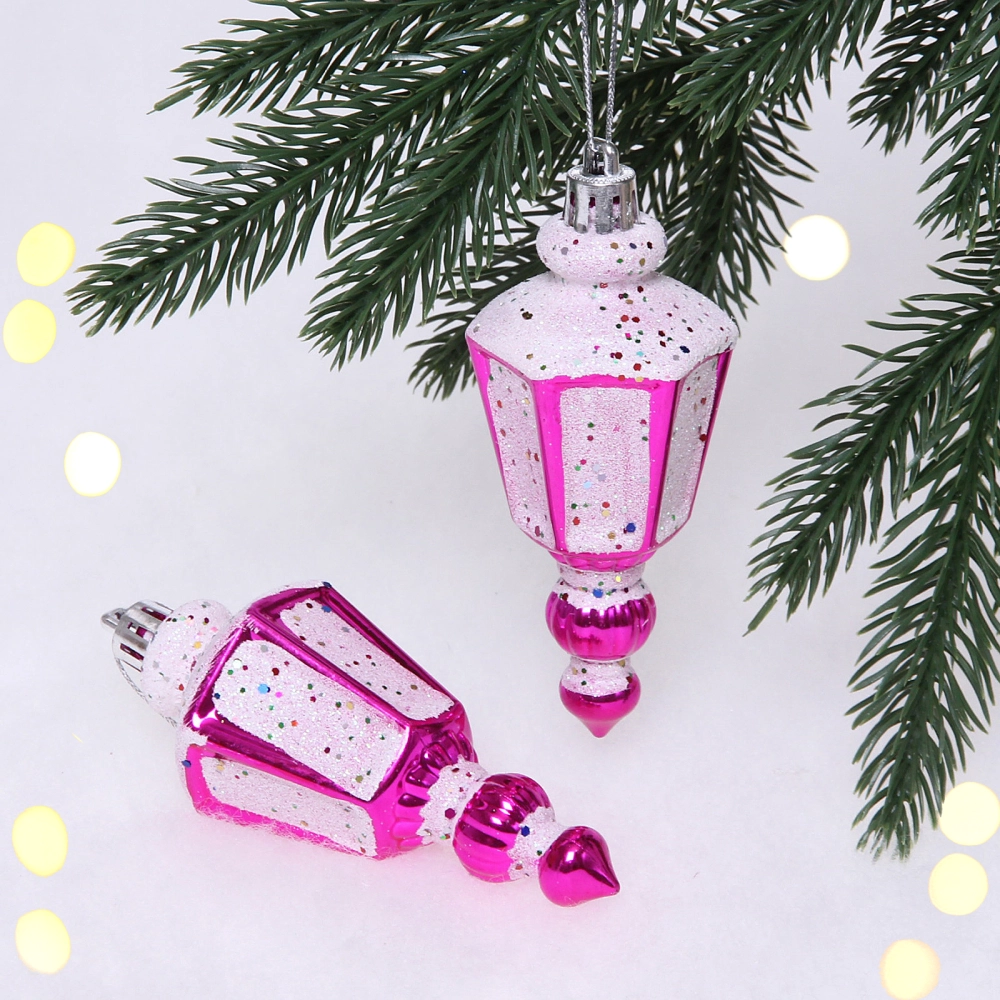 Ёлочные игрушки «Фонарик» 11 см (набор 2 шт), фуксия