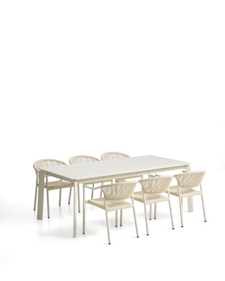Комплект садовой мебели Brela стол и 6 стульев Livadia из алюминия цвета экрю