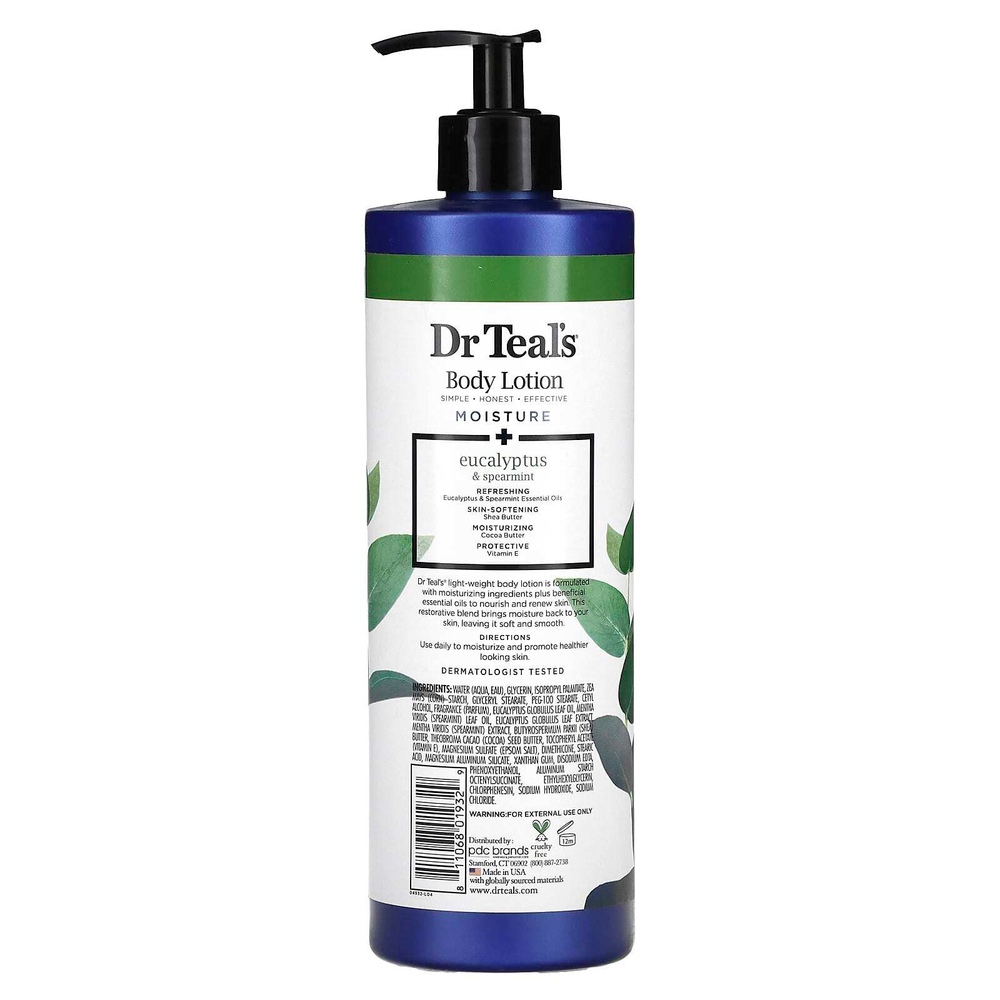 Dr. Teal's, лосьон для тела, увлажняющий и омолаживающий, с эвкалиптом и мятой, 532 мл (18 жидк. унций)