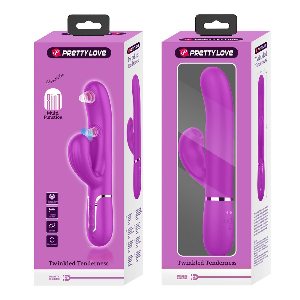 Лиловый вибратор-кролик с пульсацией Perdita - 22,8 см. (Цвет: лиловый)