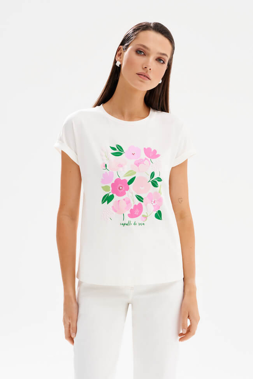 23583 Футболка женская (молочный)