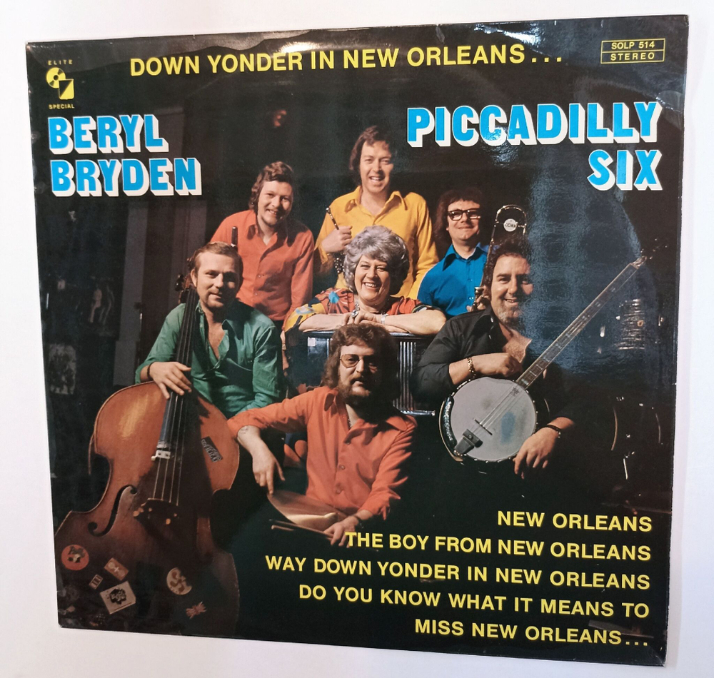 Винтажная виниловая пластинка LP Beryl Bryden And The Piccadilly Six Down Yonder In New Orleans (Швейцария 1975)