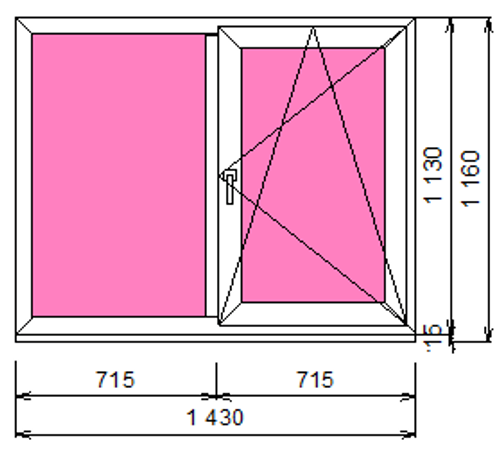 Пластиковое окно 1130 х 1430 ТермА Эко