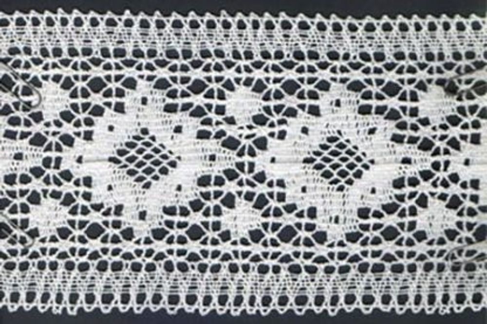 Кружево хлопковое/Тесьма вязаная 125.01.062, ш. 12,5 см, белый