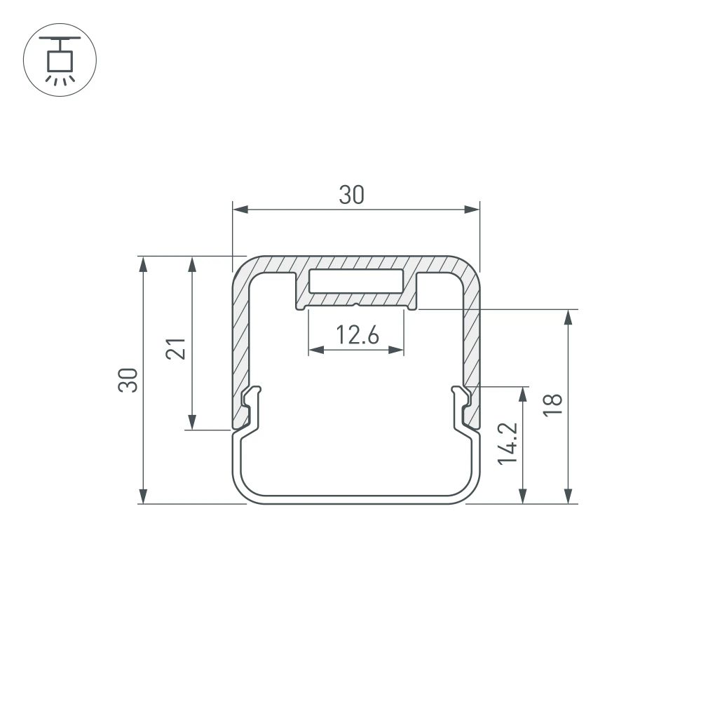 Профиль с экраном LINE-D-3030-2000 SQUARE BLACK+OPAL (Arlight, Алюминий) 055073