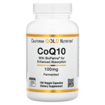 California Gold Nutrition, коэнзим Q10, убихинон класса USP с экстрактом чёрного перца Bioperine®, улучшенная биодоступность, 100 мг, 150 растительных капсул