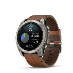 Умные часы Garmin Fenix 8, 51 мм, AMOLED, Sapphire bare Titanium, black with chestnut leather band plus graphite silicone band