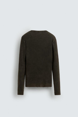 ZARA КАРДИГАН В РУБЧИК, КОРИЧНЕВЫЙ