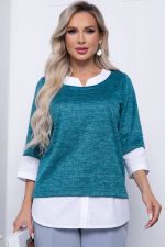 Джемпер "Нежный акцент" Б7252 (зеленое море) LT Collection (Акция)
