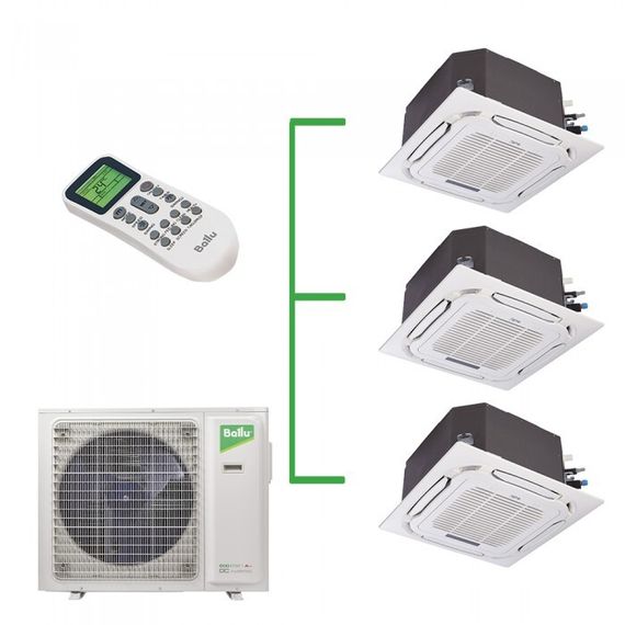 Мульти сплит система Ballu на 3 комнаты (35+35+35 кв.м) кассетная