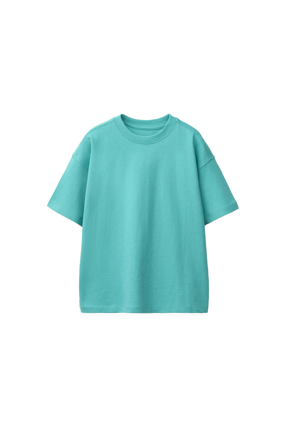 ZARA БАЗОВАЯ ОДНОТОННАЯ ФУТБОЛКА, МЯГКИЙ БИРЮЗОВЫЙ