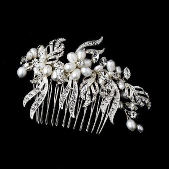 Гребешок горный хрусталь, жемчуг "Летто" (Итальянский дизайн)