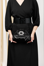 Мини сумочка Rinascimento из черного атласа