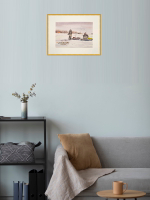 Картина авторская акварельная в паспарту 30х40 см на стену для интерьера "Зимняя рыбалка"