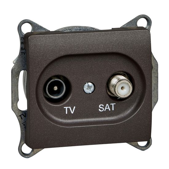 Розетка телевизионная проходная TV/SAT Glossa 4дБ механизм шоколад SchE GSL000898