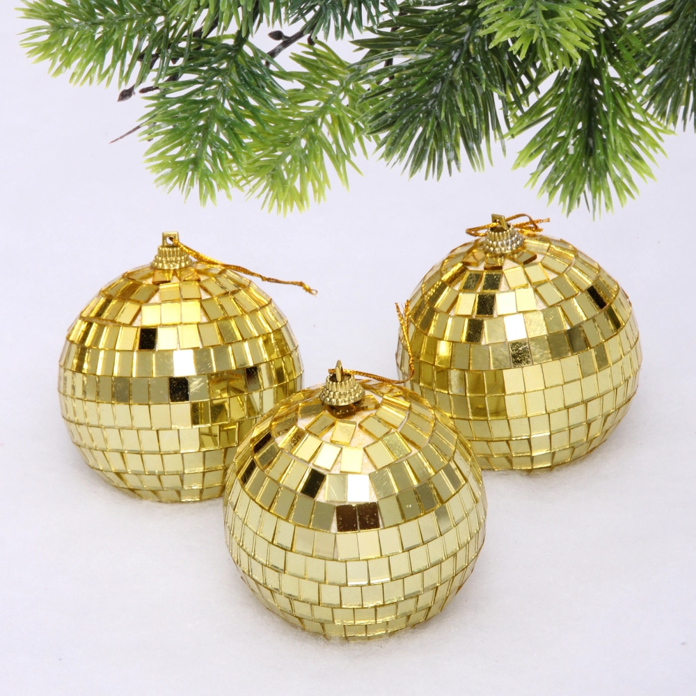 Новогодние шары 8 см (набор 3 шт) «Shining Disco», Золото