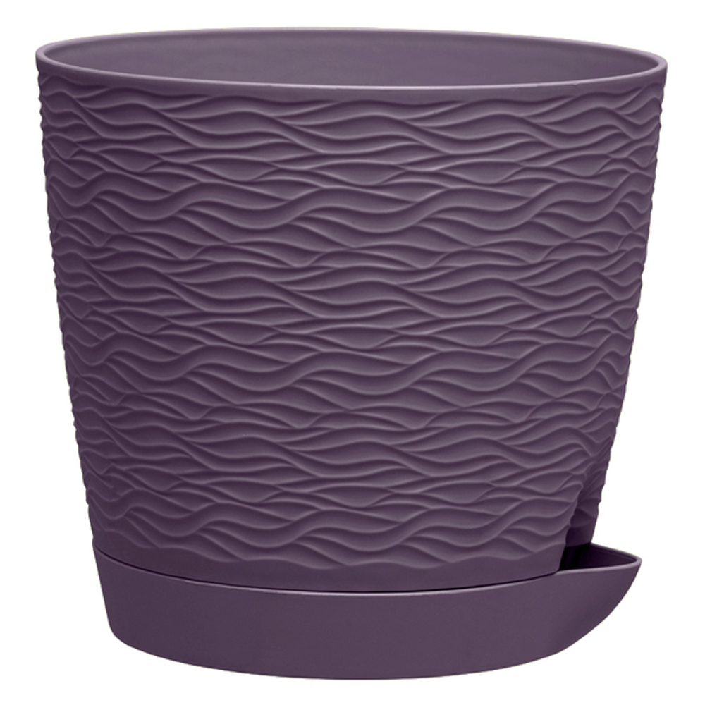Кашпо для цветов пластиковое 1,5л d-14 см «Блюз» с поддоном Сливовый