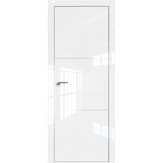 Межкомнатная дверь глянцевая Profil Doors 13LE белый люкс с алюминиевым молдингом