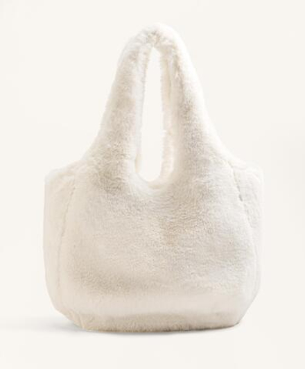 Oysho Сумка-шоппер из искусственного меха, экрю
