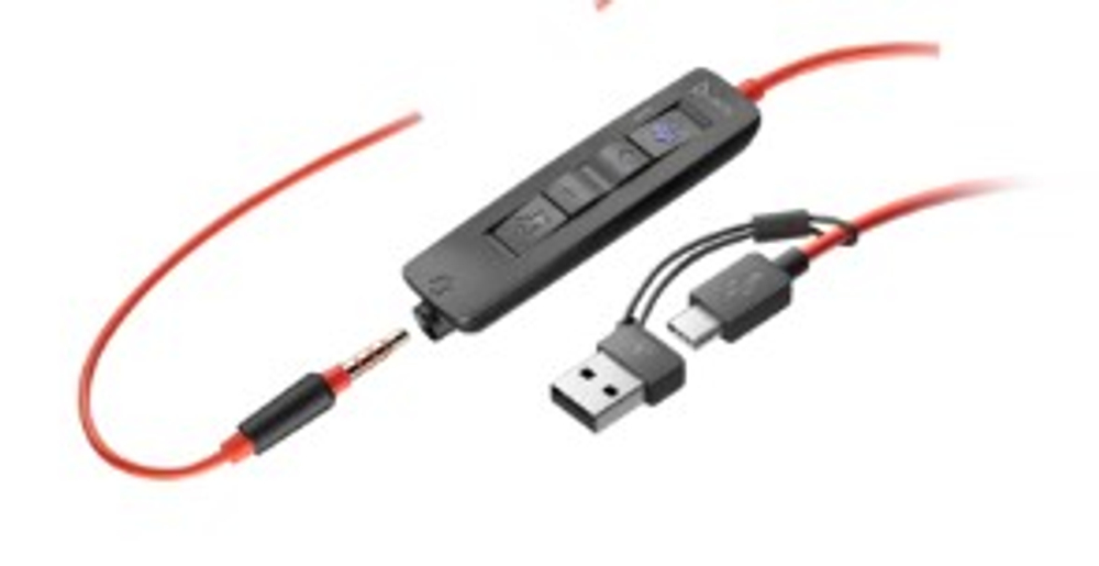 Наушники Poly Blackwire 3325 Stereo MS USB-C +3.5mm Plug +USB-C/A Adapter (8X222AA)