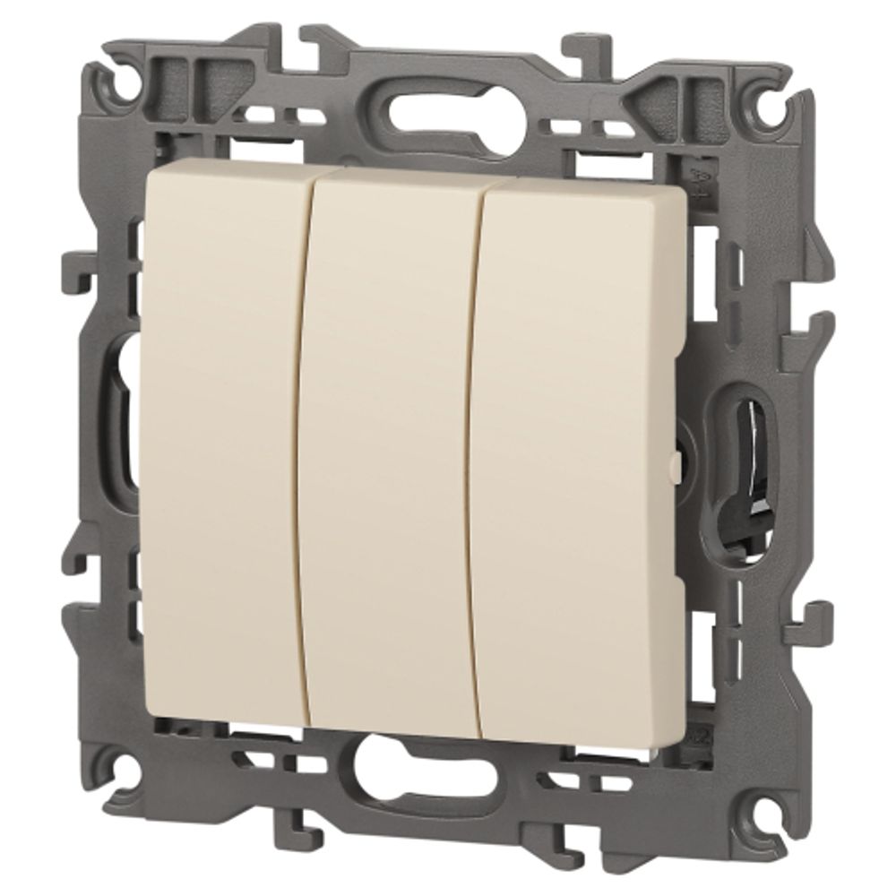 14-1107-02 ЭРА Выключатель тройной, 10АХ-250В, IP20, Эра Elegance, сл.кость | Elegance Слоновая кость