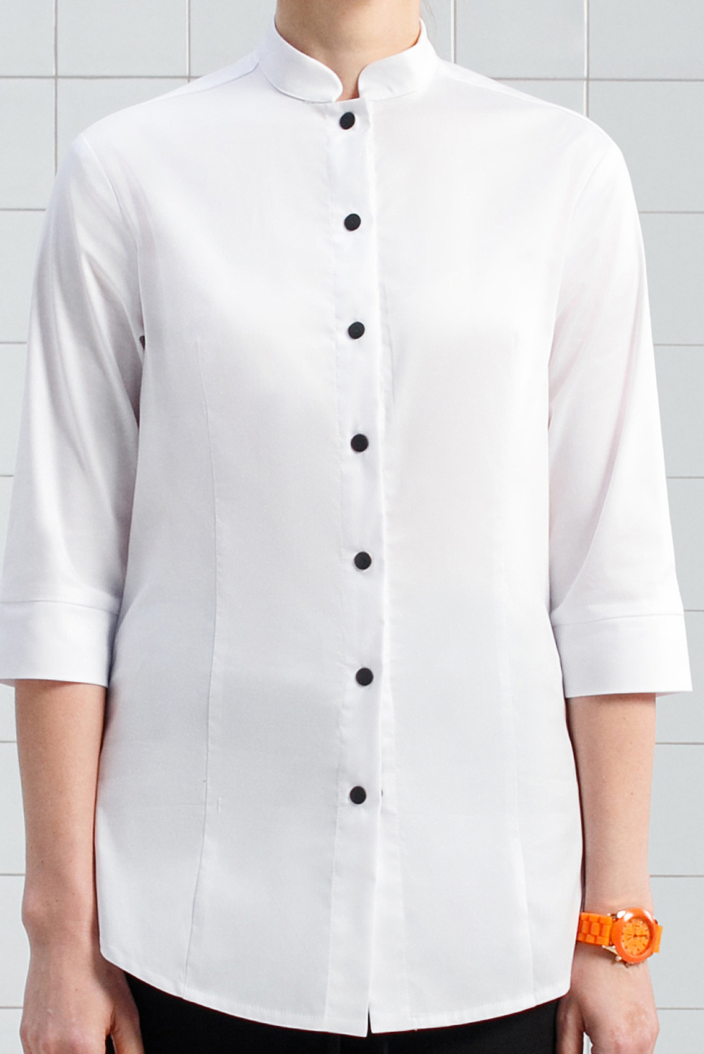 Рубашка - китель с прямой застежкой белая женская