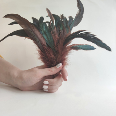 Перья петуха коричневые двухцветные 2 сорт 20 шт.