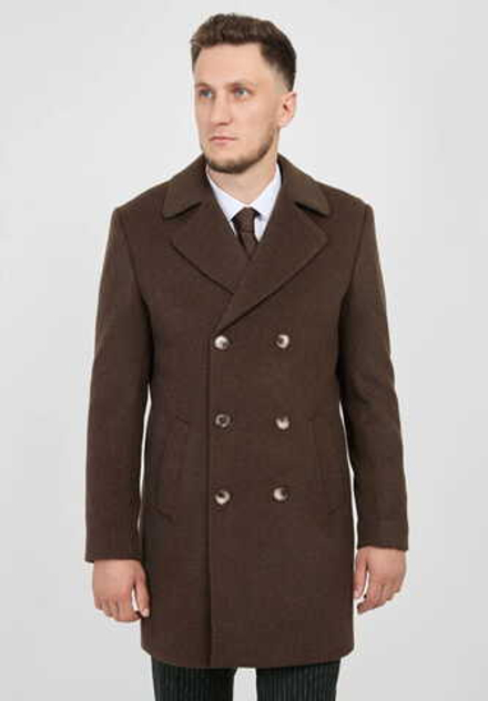 Мужское пальто двубортное (коричневое) С41