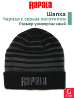 Шапка мужская черная с серым логотипом