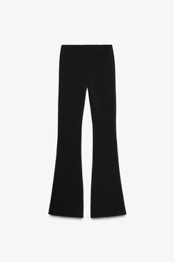 ZARA БРЮКИ FLARED ИЗ ЭЛАСТИЧНОЙ ТКАНИ, ЧЕРНЫЙ