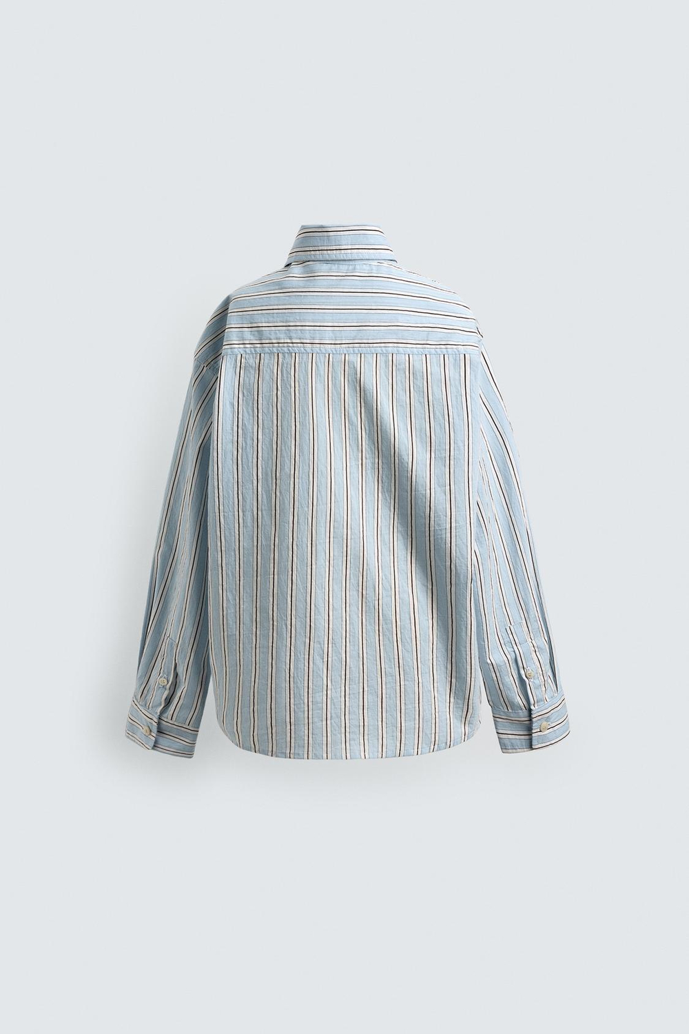 ZARA X DISNEY РУБАШКА В ПОЛОСКУ С НАШИВКОЙ DONALD DUCK, НЕБЕСНО-ГОЛУБОЙ