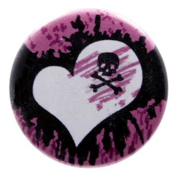 Значок Сердце с черепушкой штрихи 36 мм (018)