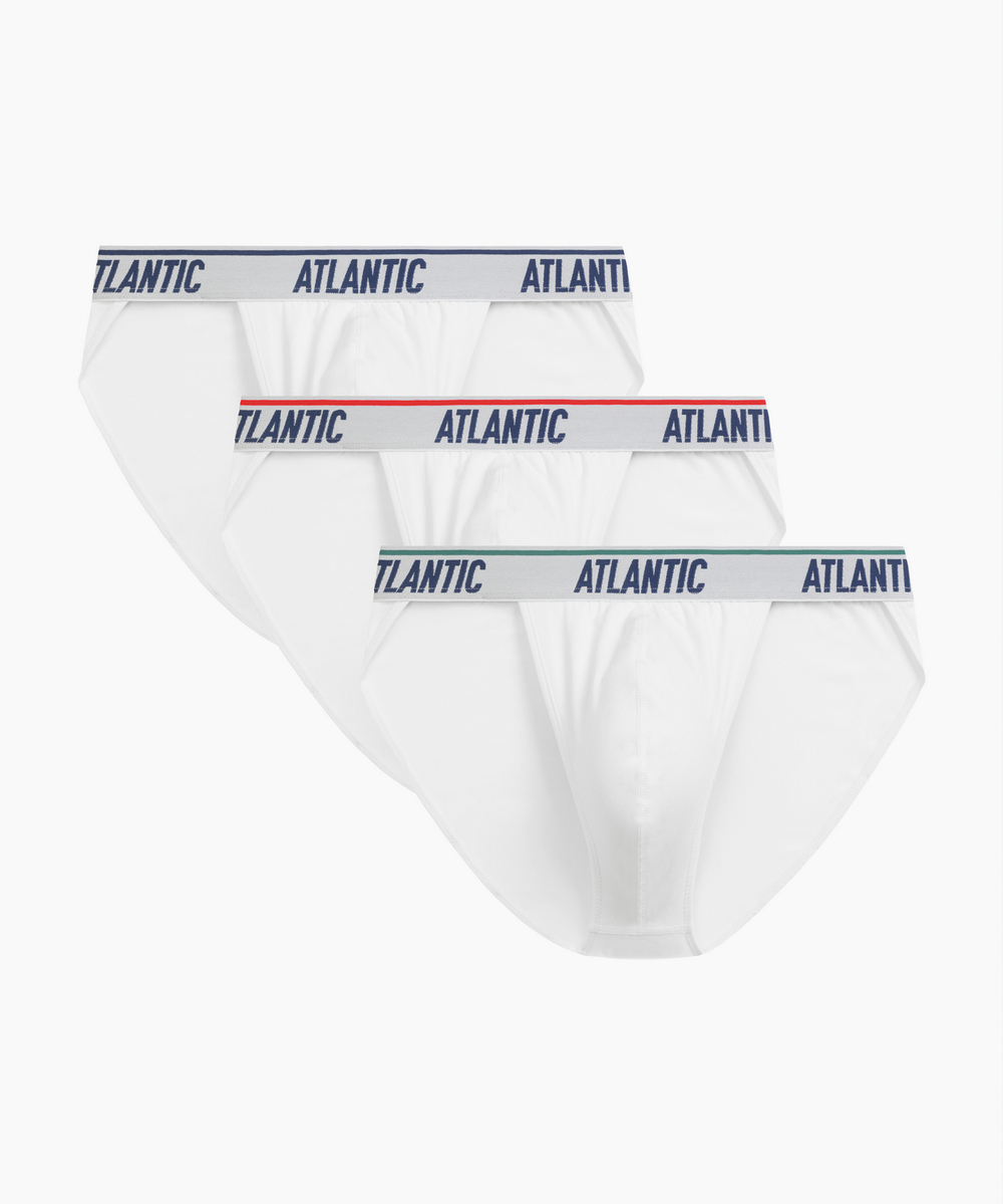 Мужские трусы слипы танга Atlantic, набор 3 шт., хлопок, белые, 3MP-220