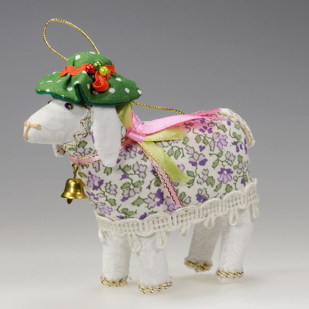 Ёлочная игрушка Овечка в шляпе