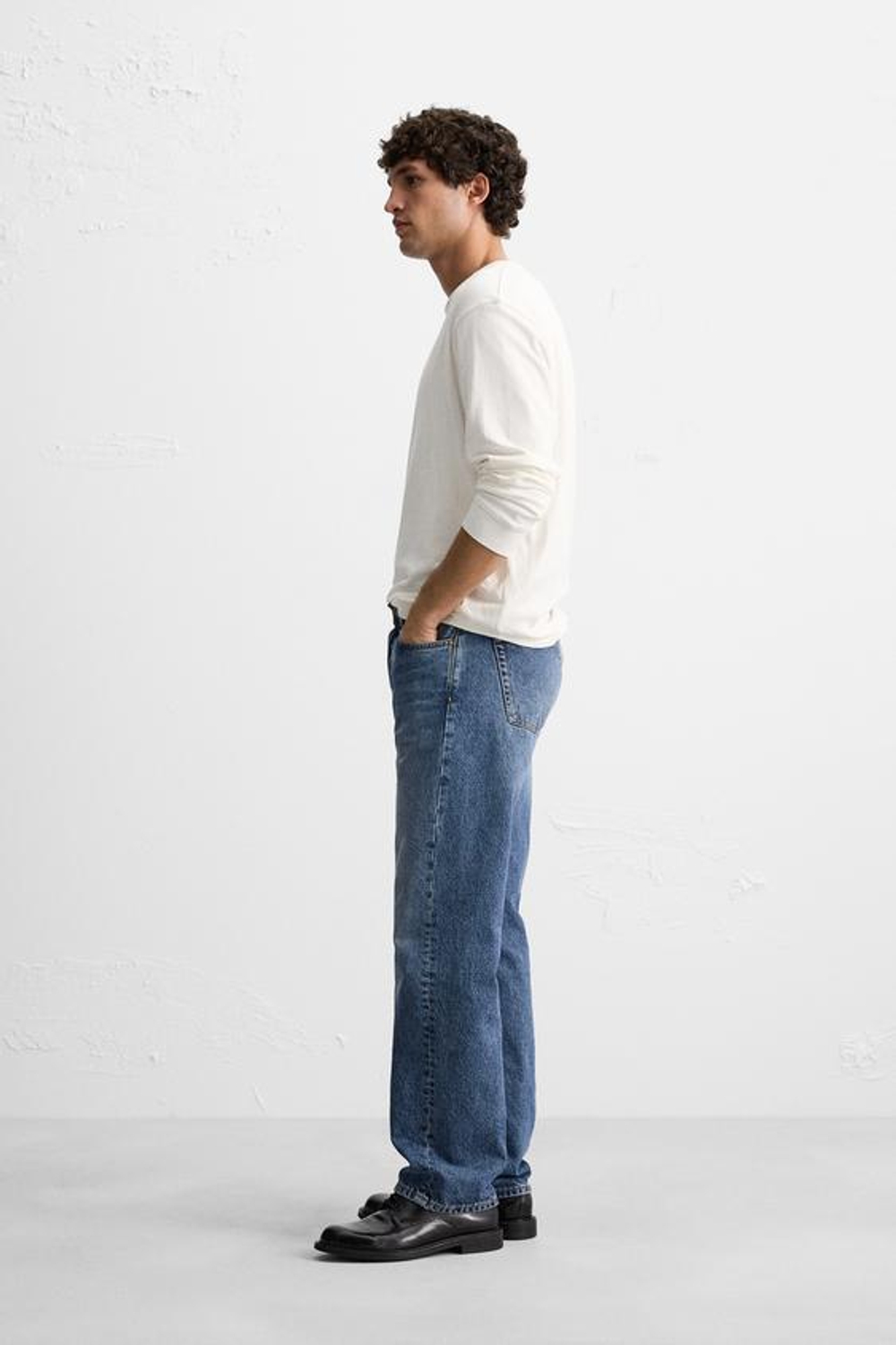 ZARA ДВУХСЛОЙНАЯ ФУТБОЛКА ИЗ РЕЛЬЕФНОЙ ТКАНИ, ЖЕЛТОВАТО-БЕЛЫЙ