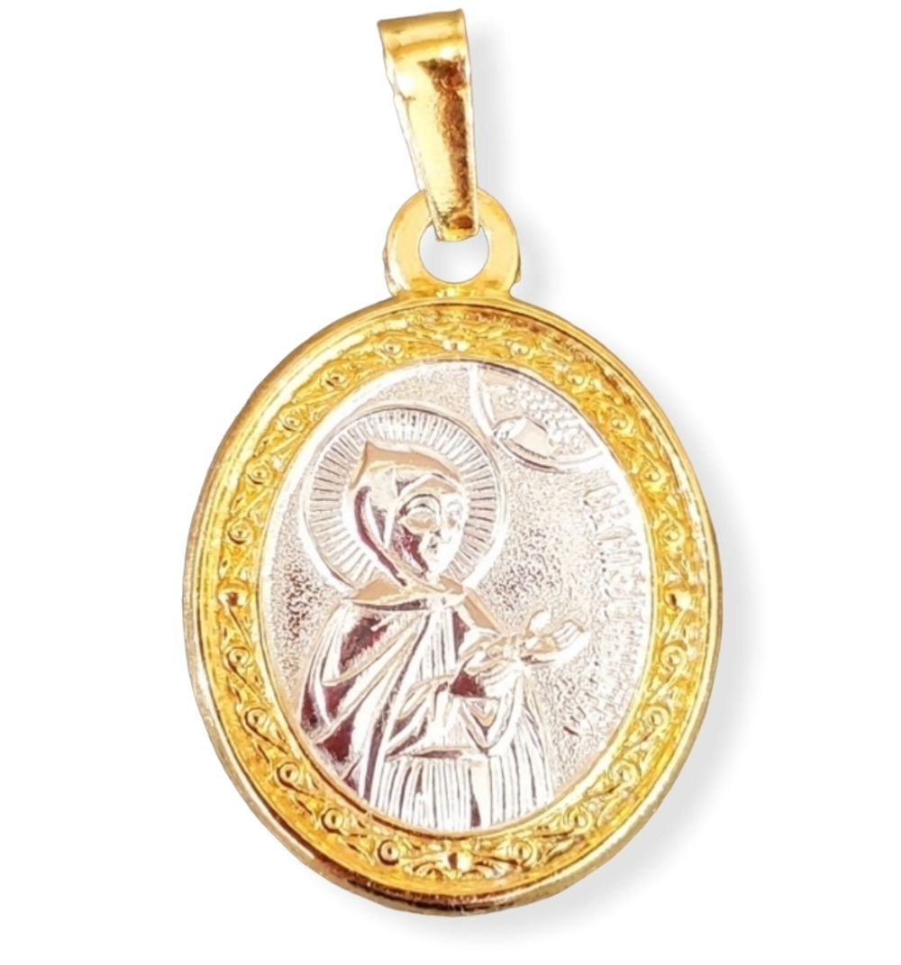 Нательная именная икона святая Полина (Аполлинария) с позолотой
