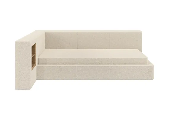 Диван-кровать Cube c нишей M (молочный, букле)