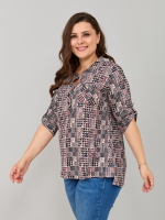 Блузка БЛ-131/пьедепуль-черныйтерракот