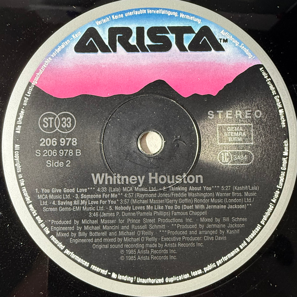 Whitney Houston (Европа 1985г.)