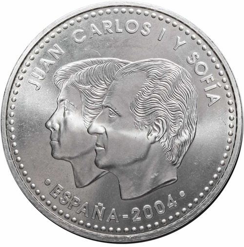 12 евро. Свадьба принца Фелипе и Летиции. Испания. 2004 г. Серебро AU