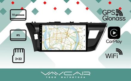 Магнитола для Toyota Corolla E180 2012-2016 - Vaycar VA77-0307 на Android 13, 8-ядер, 2Гб-32Гб, 4G SIM-слот