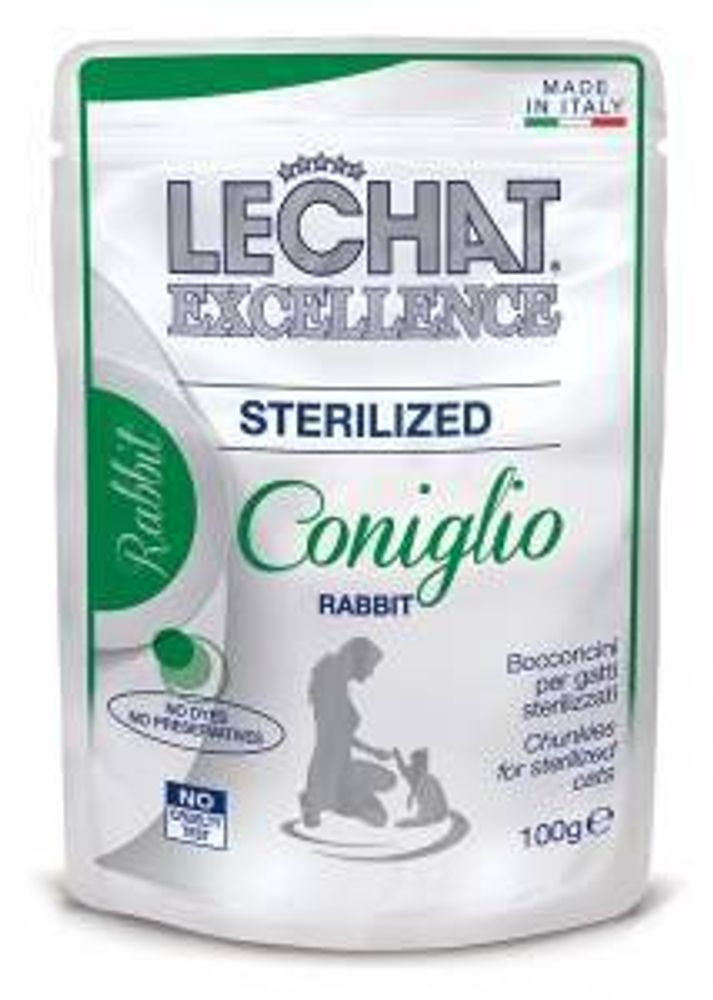 Lechat Excellence влажный корм для взрослых стерилизованных кошек, кролик