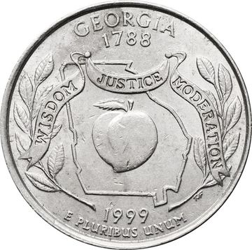 25 центов (1/4 доллара, квотер) 1999 США «Штат Джорджия» (P)