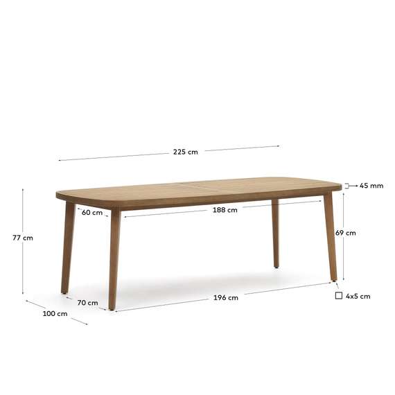 Стол Maset из массива эвкалипта 220x100 см