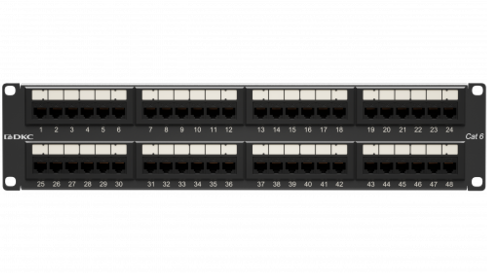 Патч-панель 19",2U,CAT6, 48 портов RJ45, неэкранированная